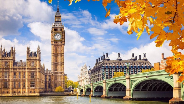 Big Ben and Houses of Parliament in London during Autumn