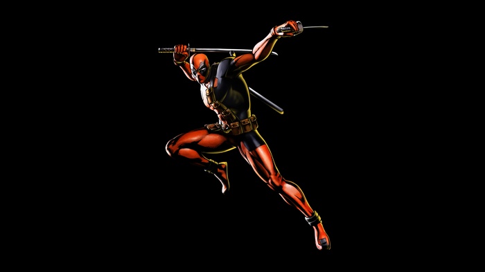Deadpool from Marvel Comics with swords