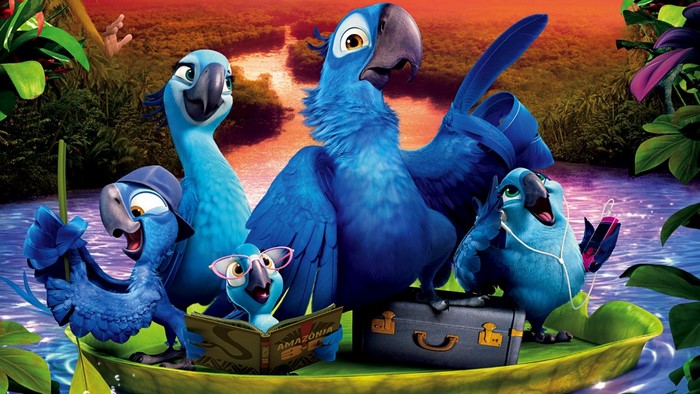 Rio 2 Movie Poster with Blue Macaws