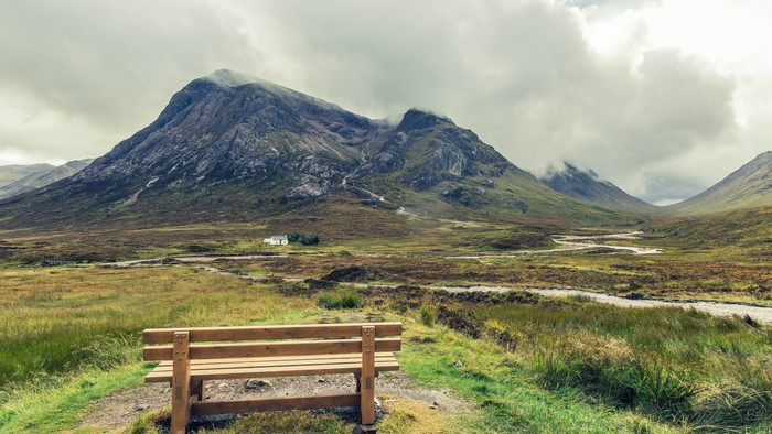 Bench overlooking Glencoe, Scotland