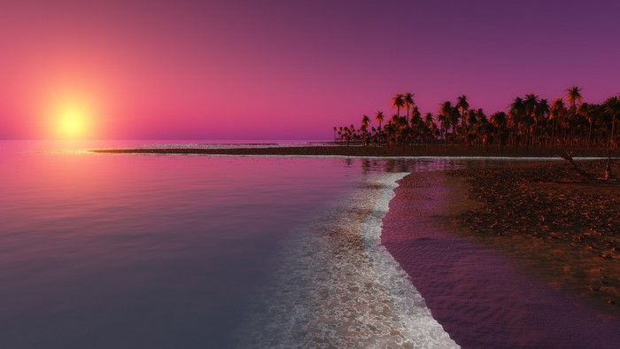 Digital Coastal Beach Sunset