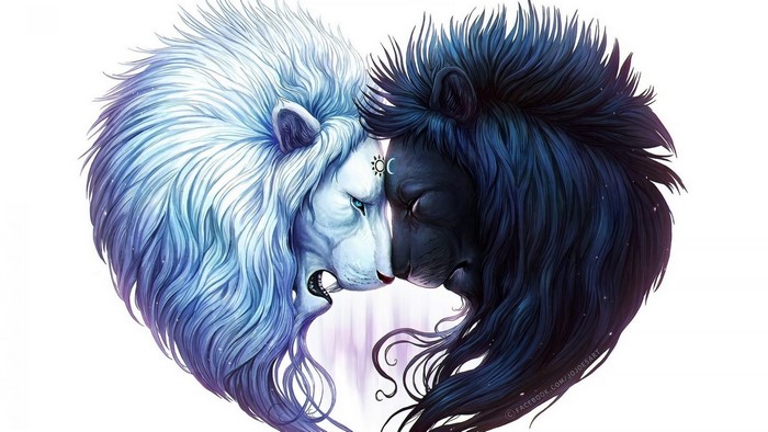 Black and White Lions Heart Symbol