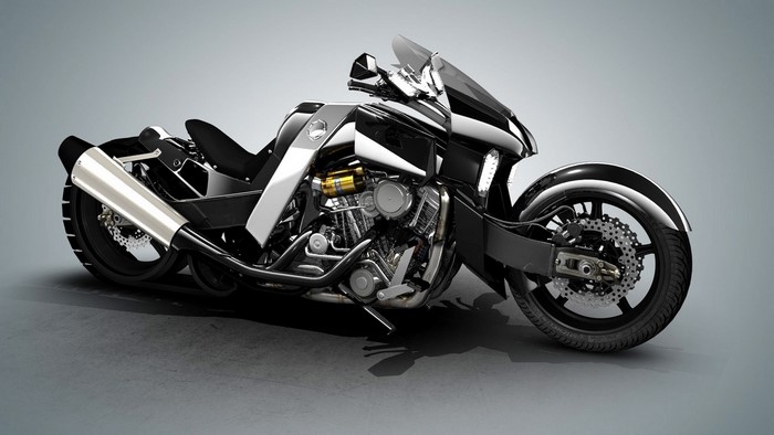 Futuristic Chrome Motorcycle