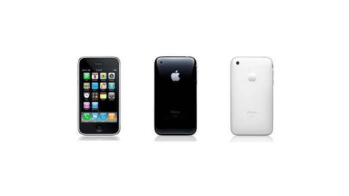 Three iPhones displayed on a white background