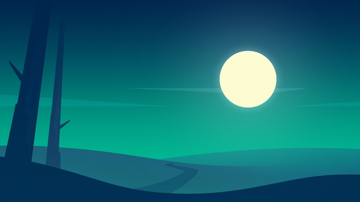 Nightscape, Full moon, 4K, Minimal