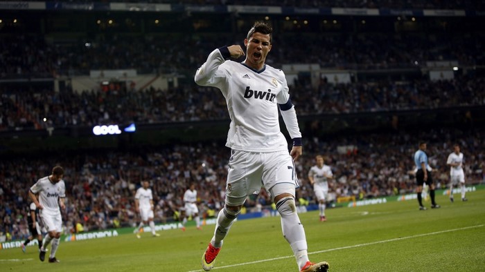 Cristiano Ronaldo celebrating a goal for Real Madrid