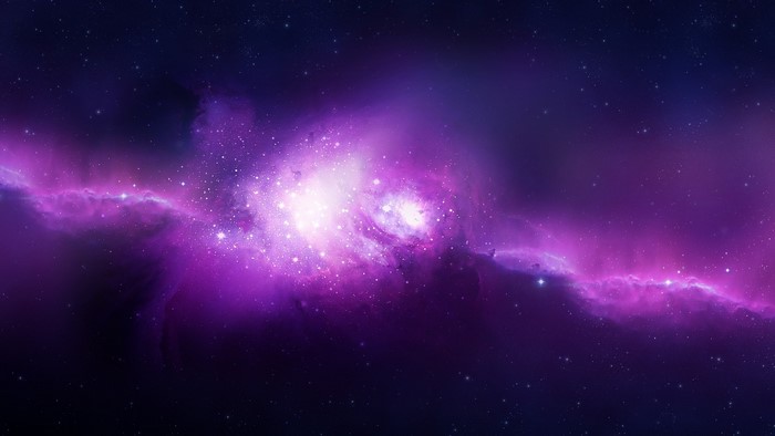 Purple and white nebula with stars