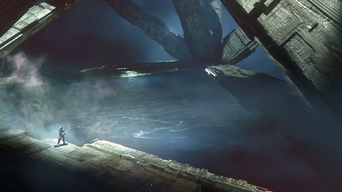 Concept art of a person on a platform in Destiny 2