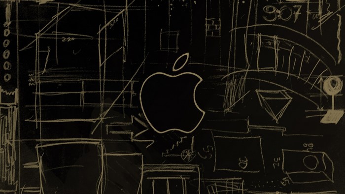 Apple logo sketch on chalkboard