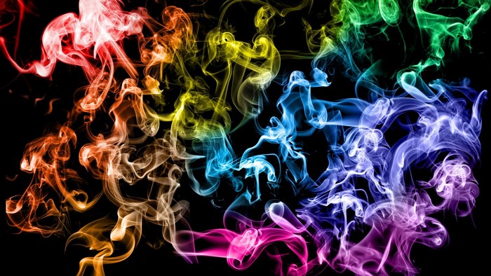 Colorful Smoke Wisps on Black Background