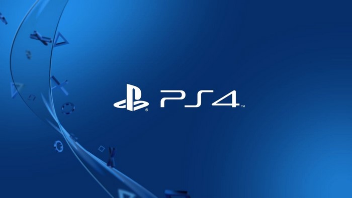 PlayStation 4 logo with abstract blue background