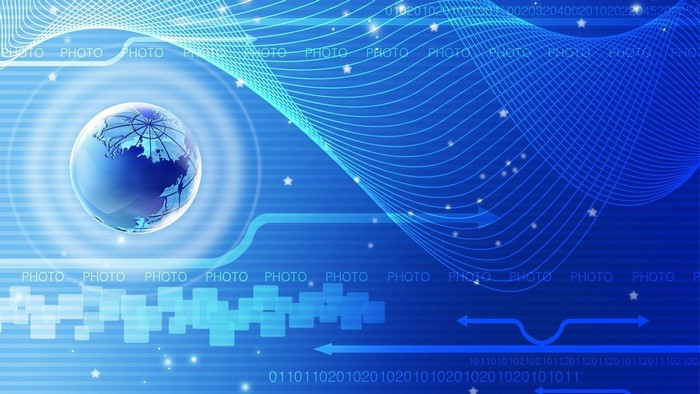 Digital Globe with Blue Wave Patterns
