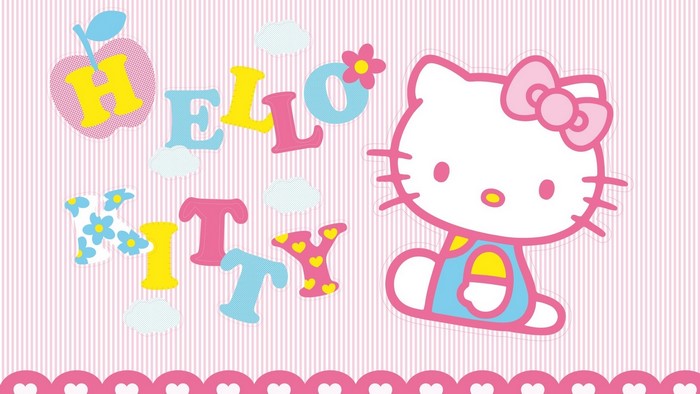 Hello Kitty with Apple and Clouds