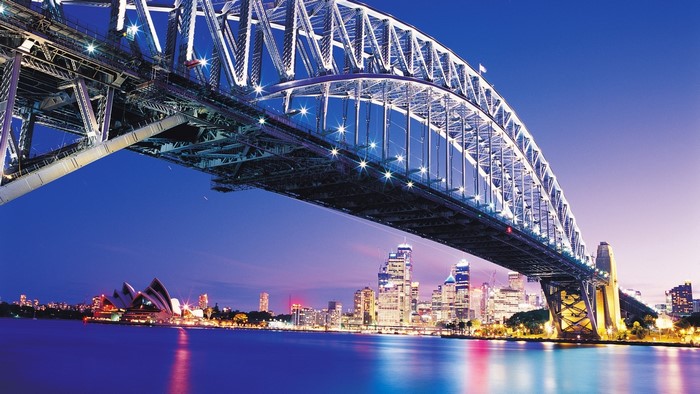 Sydney Harbour Bridge and Opera House at night
