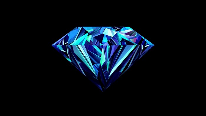 Blue diamond on black background