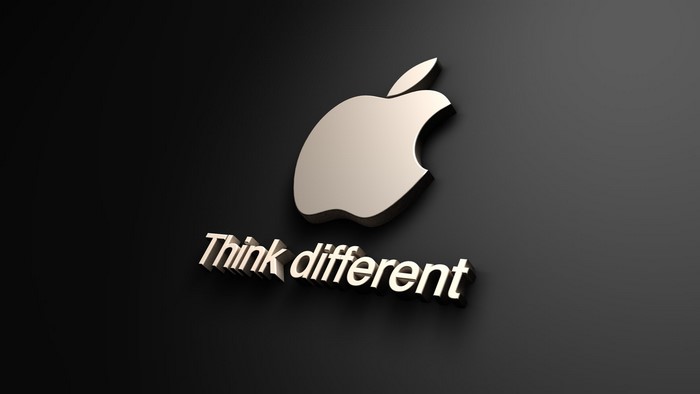 Apple logo with "Think different" slogan