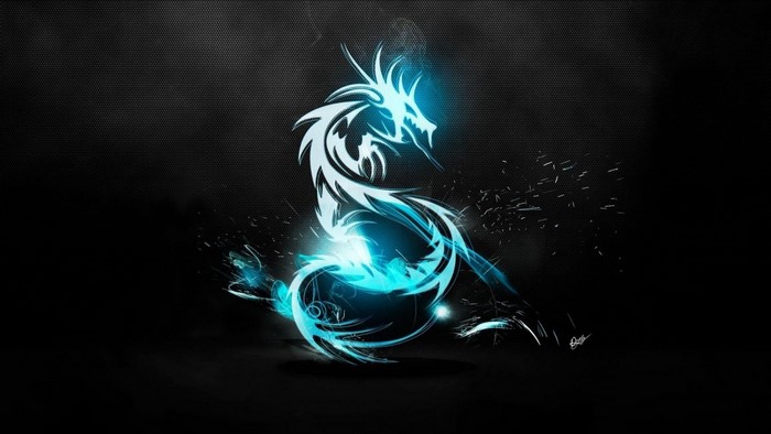 Blue and White Dragon Art Logo