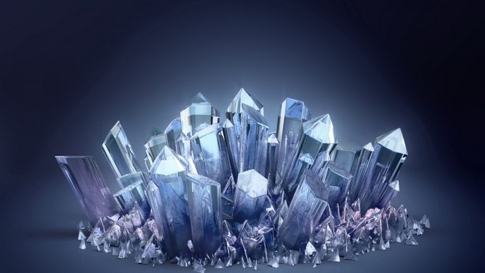 Cluster of blue and purple crystals