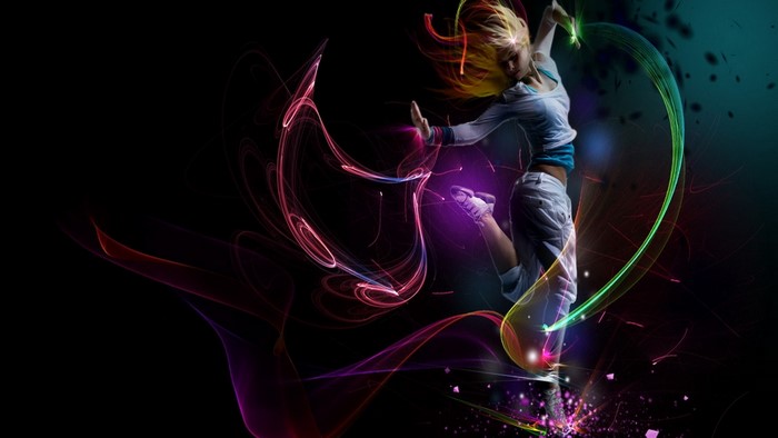 Dancer with colorful light effects