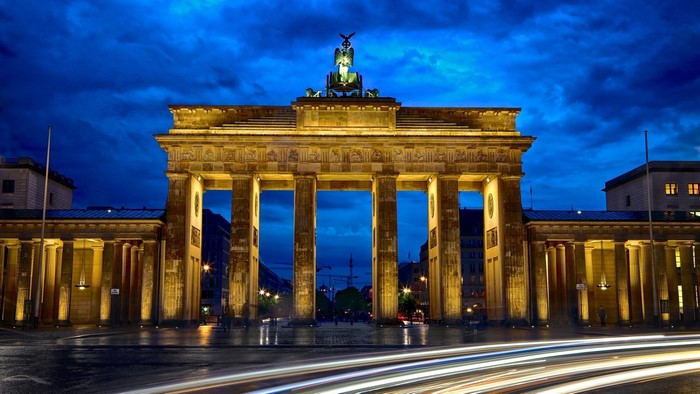 Illuminated Berlin Brandenburg Gate at Night