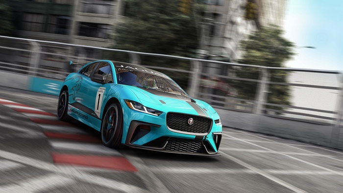 Jaguar I-PACE eTROPHY race car on track