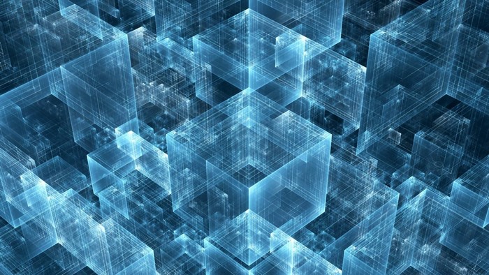 Abstract Blue Geometric Cubes Pattern