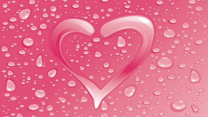 Pink Heart with Water Droplets