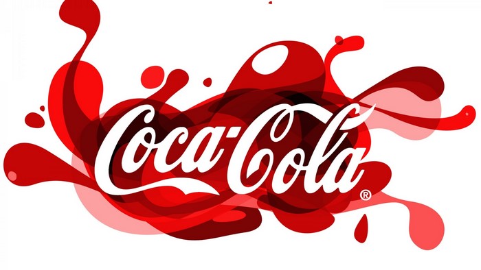 Coca-Cola logo with red splashes