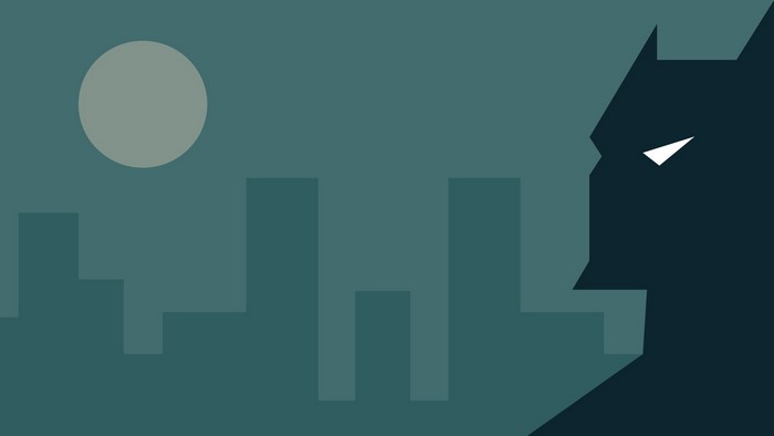 Minimalist Batman Silhouette Over City Skyline