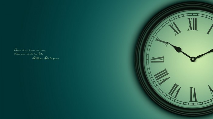 William Shakespeare quote on a clock background