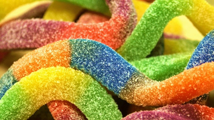 Sour gummy worms candy