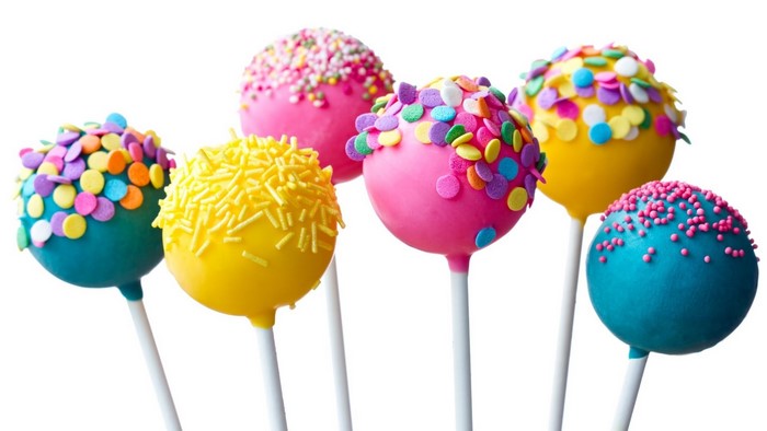 Colorful cake pops with sprinkles and confetti