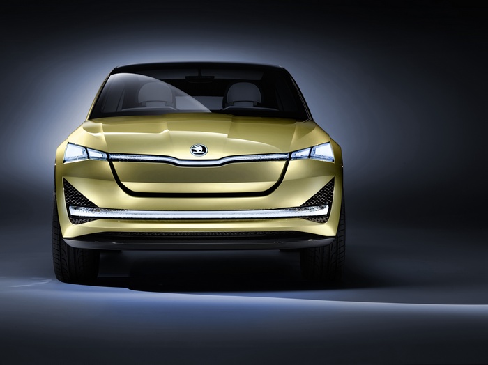 Skoda Vision E Concept car front view 4K