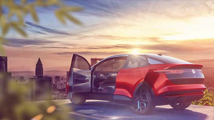 Volkswagen ID Crozz electric SUV at sunset
