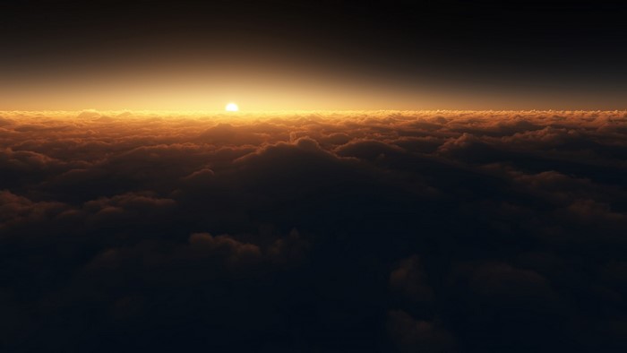 Sunset over clouds