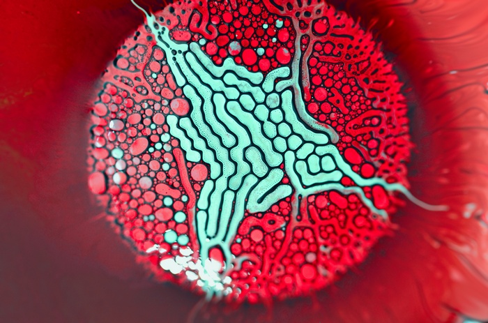 4K Red Ferrofluid Abstract Macro Photography