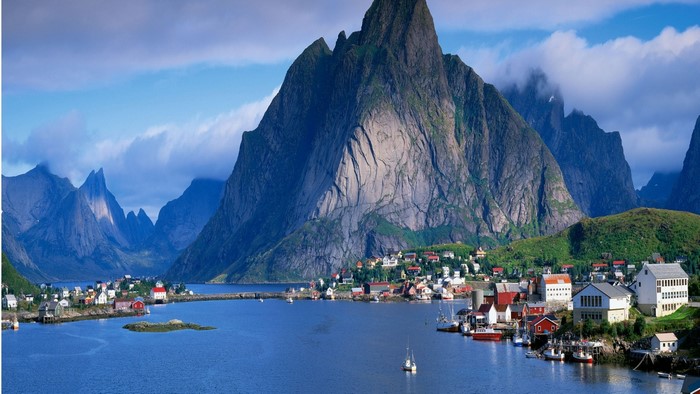 Reine village with mountains in Norway