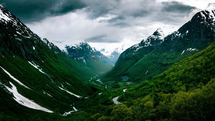 Green Mountains Landscape in Norway