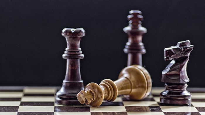Chess pieces on a chessboard