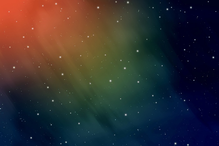 Colorful starry space with light streaks