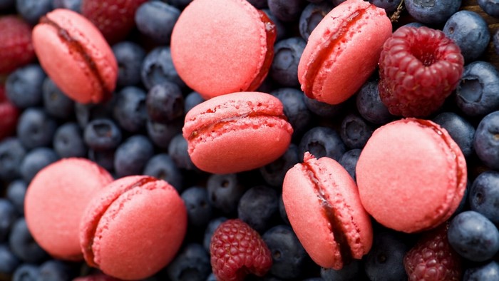 Pink Macarons and Berries