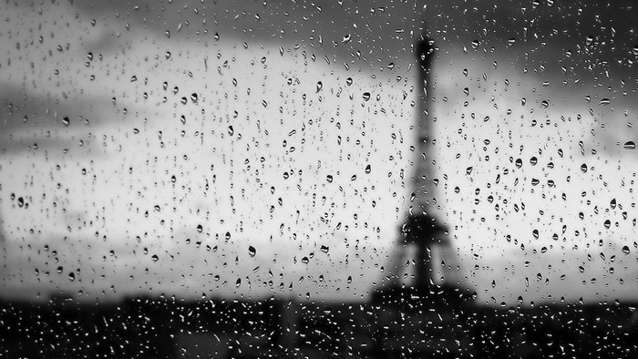 Rainy Paris with Eiffel Tower