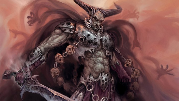 Satan from Hell with a sword