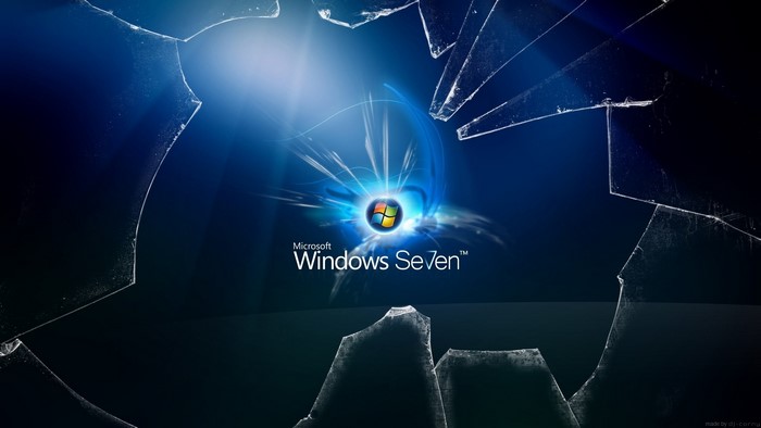 Cracked Screen Windows Seven Microsoft Logo