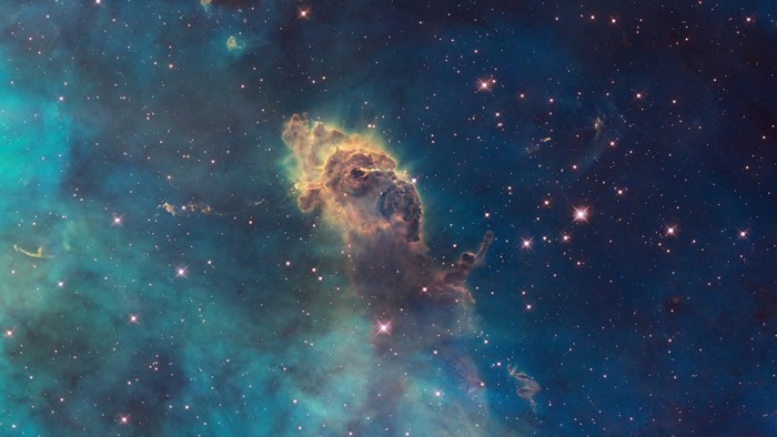 Blue Nebula with Stars and Cosmic Pillars
