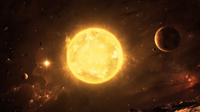 Sun and planets in outer space