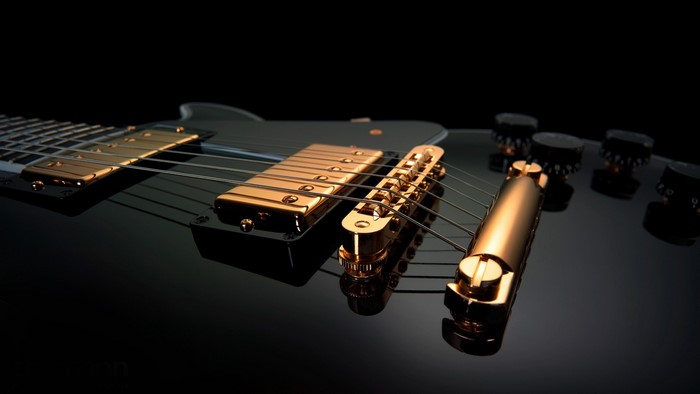 Black Electric Guitar with Gold Hardware