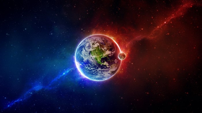 Earth and Moon in a Cosmic Nebula