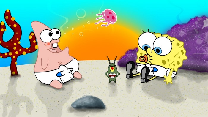 Baby Spongebob and Patrick with Plankton