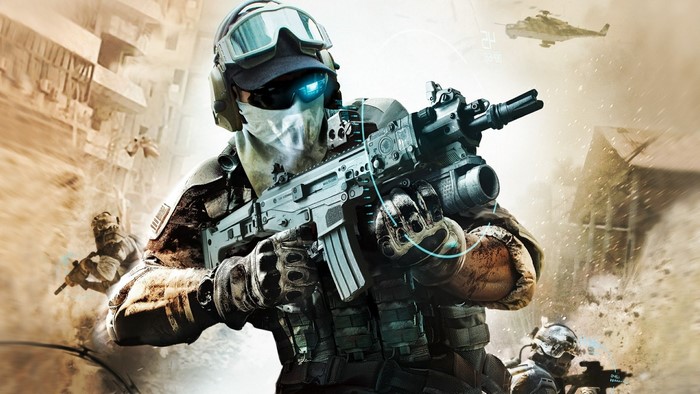 Soldier with rifle in combat